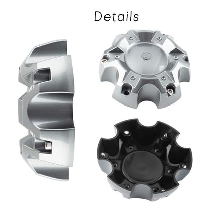 5.55in Wheel Center caps for Ballistic Incubus Wheels Center Hubcaps 4 Pack Grey Center Cover Replacement, 6 lugs - color: Grey