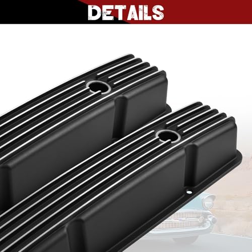 Aluminum Tall Valve Covers for Chevy SBC 1958-1986 283 302 305 327 350 383 400 Engine Small Block Black Coated Valve Covers - color: Black