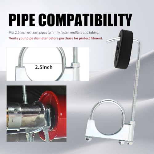 2PCS 2.5" Exhaust Clamp with Exhausts Hanger & Muffler Hanger