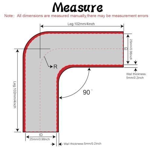 90 Degree Elbow 1 inch(25mm) Silicone Coupler Hose 4-Ply - size: ID 1"