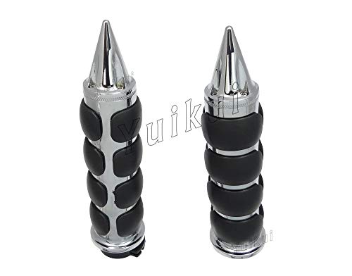 Motorcycle Black Chrome Grips 32mm/1-1/4 Inch Rubeer Hand Grips Handlebar Grips with Boss Throttle Compatible with Honda VT1300/FURY/INTRESRATE/SABRE 2009-2015 - color: Type 1(No boss throttle)