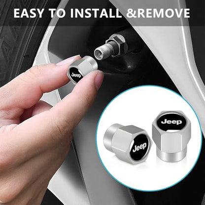 Tire Valve Stem Caps Cover for Jeep Wrangler Compass Cherokee Renegade Patriot Grand Commander Metal Wheel Air caps Auto Valve Stem Caps Accessories 4 Pack Silver - color: Silver-08