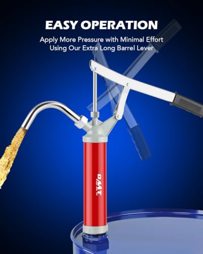 OMT 55 Gallon Drum Pump, Lever Action Barrel Pump for 15 to 55 gal Drums - color: Red Lever Action Steel Pump