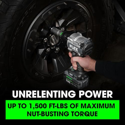 FLEX 24V Brushless Cordless 1/2-Inch 1,500 Ft-Lbs High-Torque Impact Wrench Kit with 6.0Ah Stacked Lithium Battery and 280W Fast Charger - FX1472-1H