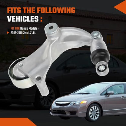 Belt Tensioner Assembly with Pulley Fit for Honda Civic 2007 2008 2009 2010 2011 1.8L, Replace# 31170RWK005, 31170RWK015 - size: 31170RWK005