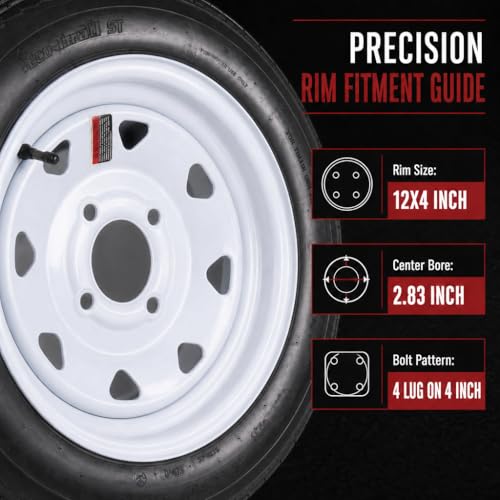 eCustomrim 2-Pack Trailer Tire Rim Assembly 4.80-12 480-12 4 Lug LRC White