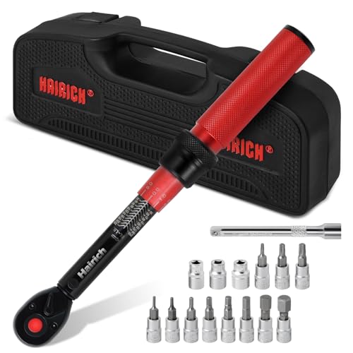 Hairich Torque Wrench Bike 1/4 Inch,2.3-24.9 N.M/20-220IN.LB, Drive Click Torque Wrench Set,16PCS 72-tooth Torque Wrenches Set with Extension Bar & Socket Sets for Bicycle - size: 16PCS 1.67-18.33 FT.LB