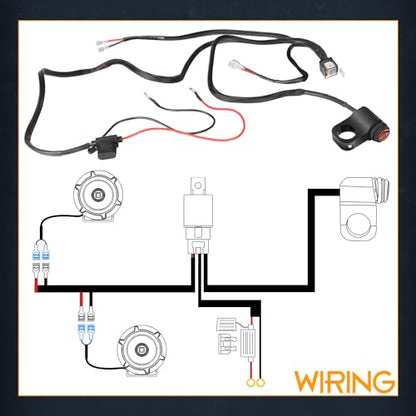 Wiring Harness 2 Lead, Nirider Motorcycle Handlebar Switch 12V 40A Relay Fuse Nylon Wiring Harness Kit for LED Light Bars Fog Lights Driving Lights LED Pods for Motorcycle ATV Dirt Bike Snowmobile