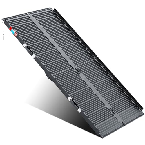 WHALEMOTOR Black Portable Wheelchair Ramp, 6FT No-sew Non-Slip Aluminum Wheelchair Ramp, Folding Portable Wheelchair Ramps for Home, Weight Capacity Up to 800LBS, Loading Dock Plates - size: 6FT Using height 6-18"
