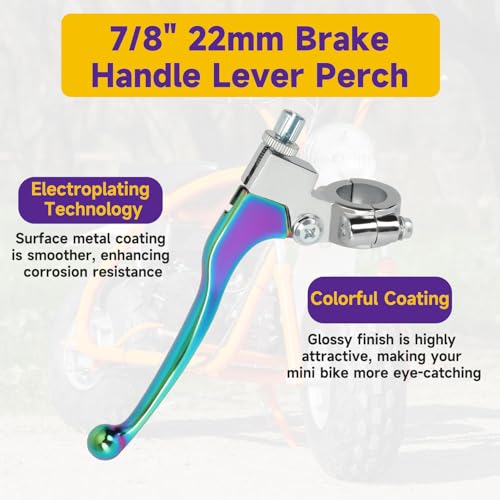HIAORS 7/8" Mini Bike Brake Lever Left Clutch Handle Compatible with Coleman CT200U BT200X CT100U Baja DB30 MB165 Massimo TrailMaster MB200 SSR125 CRF50 CRF70 XR100 Pit Dirt Motorcycle Parts Rainbow - color: Rainbow
