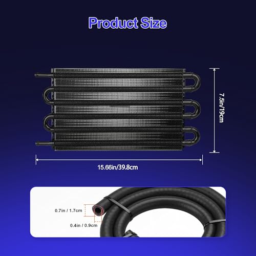 Oil Cooler 6 Pass Aluminium Transmission Cooler,5/16" Universal 6 Rows