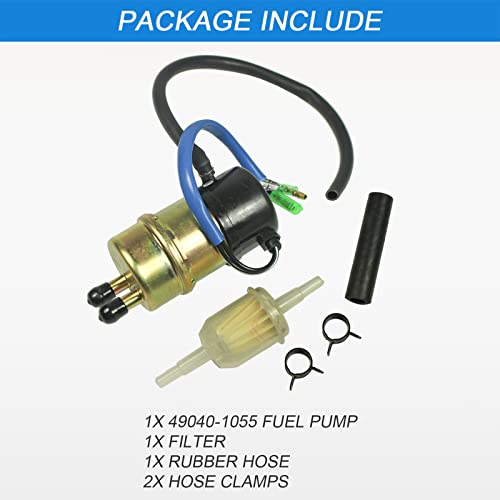 Electric Fuel Pump 12v (8mm In/Outlet) Compatible with Kawasaki Mule 3000 3010 3020 2520 2500 2510 1000 Repalce 49040-1055 KAF620 KF620