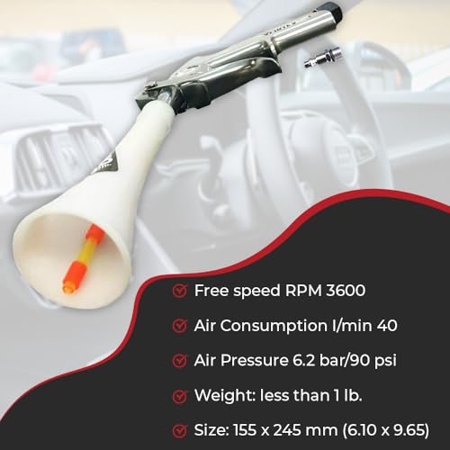 HI-TECH Vortex II Air Cleaning Gun – Pro Auto Detailing Tool for Deep Cleaning Interiors & Exteriors – Uses Air Compressor – Blasts Dust, Dirt & Grime Fast - size: V-200