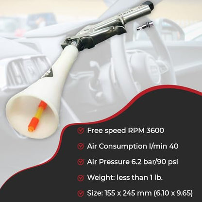 HI-TECH Vortex II Air Cleaning Gun – Pro Auto Detailing Tool for Deep Cleaning Interiors & Exteriors – Uses Air Compressor – Blasts Dust, Dirt & Grime Fast - size: V-200
