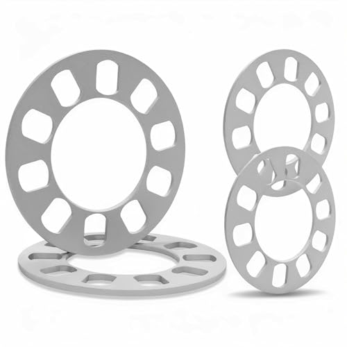 4 Pack Universal Wheel Spacers, 1/5" (5mm) Die Cast Replacement Wheel Spacer for 5 Lugs Wheels/Rims, Fits 100-120mm Multiple Bolts Pattern, 5x100, 5x108, 5x110, 5x112, 5x114.3, 5x115, 5x120 - size: 5mm-Pack of 4