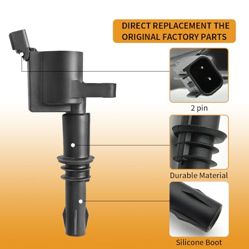 8PCS FD508 Ignition Coil Pack & Spark Plugs Compatible with Ford/Lincoln - size: FD508