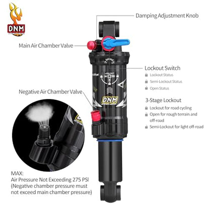 DNM AO-39RC 190mm Rear Shock Bike Air Rear Shock, for XC/TRAIL riding - size: 190mm