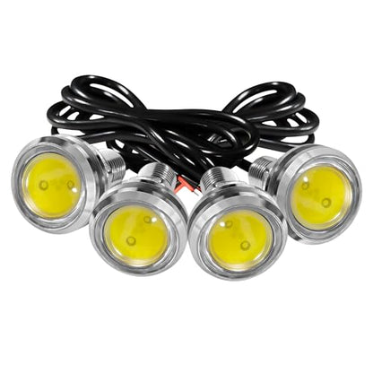 4Pcs 23mm COB DC 12V Eagle Eye LED Car Fog DRL Daytime Running Light Car ATV Camper Trunk Motorcycle Marker Lights Lamp Tail Reverse Fog Light Signal Lamp (White) - color: White