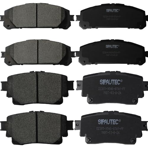 SIPAUTEC-Ceramic Disc Brake Pads 4-Wheel Set Replacement For 2023 2022 2021 2020 Toyota Highlander (Front+Rear)