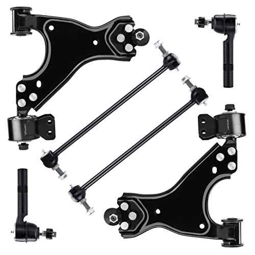 Front Lower Control Arm with Ball Joint Assembly + Sway Bars Outer Tie Rods Suspension kit for Buick Enclave 2008-2017 for Chevrolet Traverse 2007-2016 GMC Acadia Saturn Outlook K621231 K621232