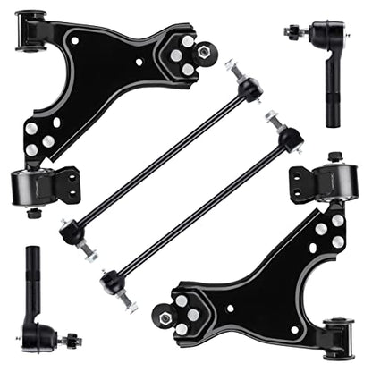 Front Lower Control Arm with Ball Joint Assembly + Sway Bars Outer Tie Rods Suspension kit for Buick Enclave 2008-2017 for Chevrolet Traverse 2007-2016 GMC Acadia Saturn Outlook K621231 K621232