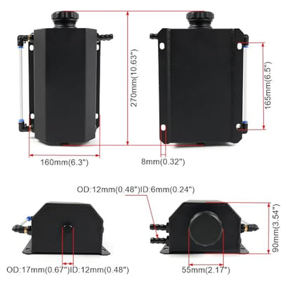 Universal 2L Coolant Overflow Tank,Aluminum Coolant Reservoir Tank, Black - size: 2L-Black
