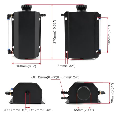 Universal 2L Coolant Overflow Tank,Aluminum Coolant Reservoir Tank, Black - size: 2L-Black