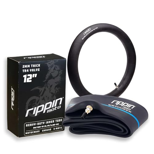 Rippin Moto 2.75/3.00-12, 2mm Motorcycle Inner Tube - TR4 Valve Stem - size: 80/100-12 (2.75/3.00 X 12)