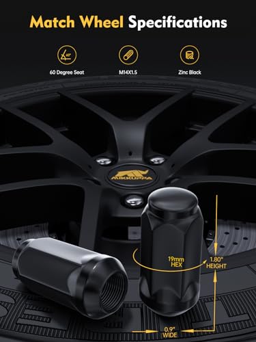 MIKKUPPA M14x1.5 Lug Nuts, Black 20PCS Closed End Bulge Acorn Lug Nuts - color: Black, size: M14x1.5 (20PCS)