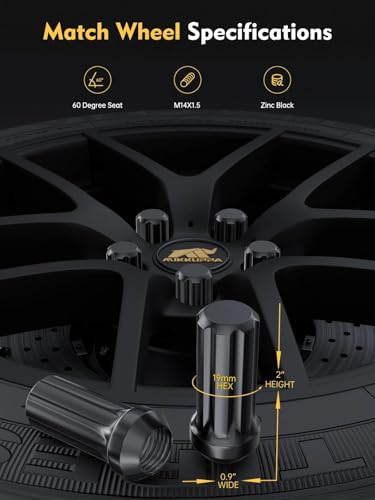 MIKKUPPA M14x1.5 Wheel Lug Nuts, Black 4PCS 7 Spline 2" Length Tire Nut - color: Silver, size: M14x1.5, style: 4 PCS - Spline Tuner