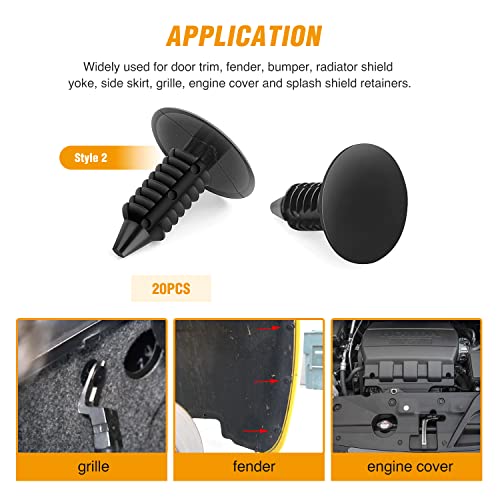 GOOACC 120PCS Car Bumper Push Retainer Clips & Nylon Fasteners Rivet Kit 6mm 7.6mm 8mm 8.8mm 10mm Door Trim Panel Clips , 1PC Fastener Remover, Black - color: 120 Clips + 1 Tool