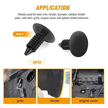 GOOACC 120PCS Car Bumper Push Retainer Clips & Nylon Fasteners Rivet Kit 6mm 7.6mm 8mm 8.8mm 10mm Door Trim Panel Clips , 1PC Fastener Remover, Black - color: 120 Clips + 1 Tool