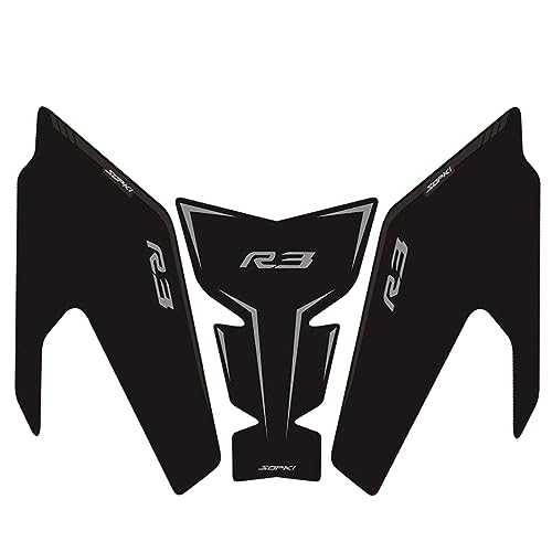 TZMAPU Motorcycle Fuel Tank Protector For Yamaha R3 Fuel Tank Pad Non-Slip Gas Tank Sticker Set Rubber Protection Pad (Black)