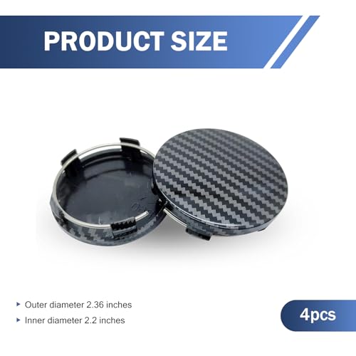 4 PCS Car Wheel Center Caps, 60MM/2.36In OD 56MM/2.2In ID, Snap-in Vehicle Rim Hub Caps, Anti-Falling Rust-Proof Wheel Hub Decoration, Universal for SUV, Sedan, Truck(Carbon Fiber Black) - color: carbon fiber black