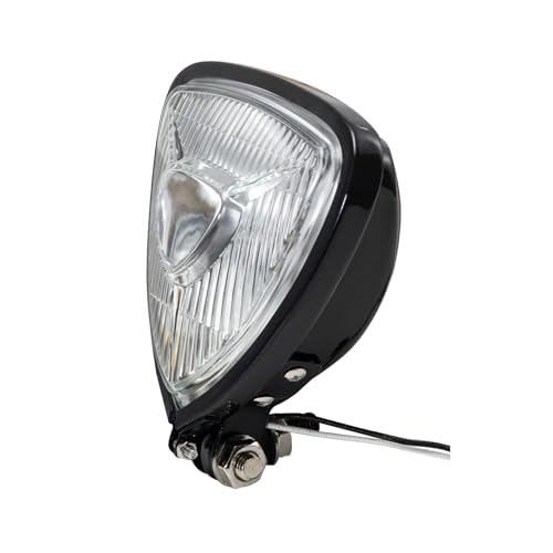 Motorcycle Headlight, Custom Triangle Headlamp, Upgraded Bikes' Front Light Universal Fit Chopper Bobber Cafe Racer Harley Springers Triumph - Bottom Mount Black Housing Clear Lens - size: Triangle balck