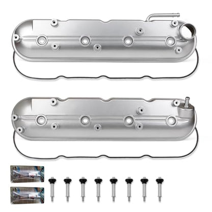 Valve Cover Compatible with Chevy Avalanche Silverado 1999-2008 Gmc Sierra Savana 1999-2008 Buick Rainier 2003-2008 Cadillac Escalade 2002-2008 4.8L 5.3L 6.0L Replace 12570427 12582224 - color: WHITE(Upgrade Aluminum)