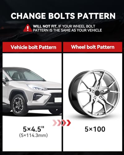 YIZBAP 1.25in 5x4.5 to 5x100 Wheel Adapters for Impreza Wheels on RAV4 - size: 5x4.5 to 5x100