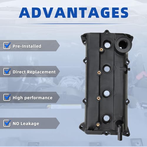 MITZONE Engine Valve Cover Kit Gaskets, Spark Plug Tube Seals Set, Oil Filler Cap, P CV Cover, Bolts Compatible with 2002-2006 Nissan Altima Sentra 2.5L Replaces 13264-3Z001 13264 3Z001 264-982 - color: 004-003