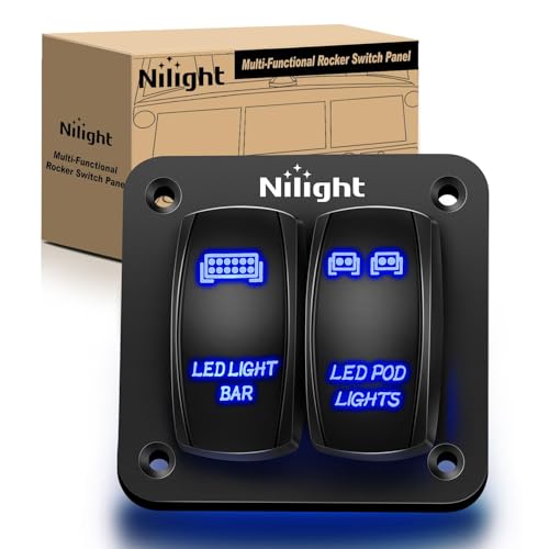 Nilight 2 Gang LED Light Bar Pod Lights Rocker Switch Panel 12/24V - color: Blue, size: LED LIGHT BAR+LED POD LIGHTS