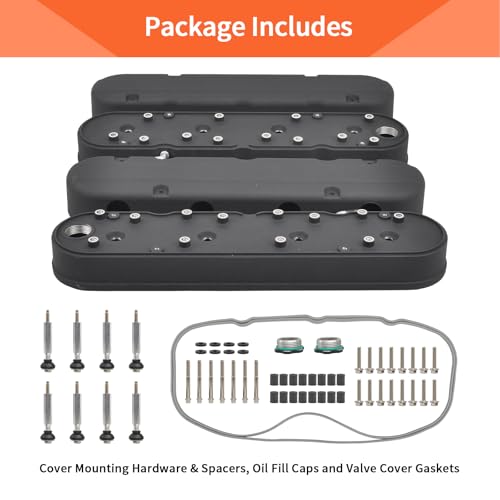 Cast Aluminum Valve Covers with Coil Mounts - color: Black, size: GM LS 293 325 376