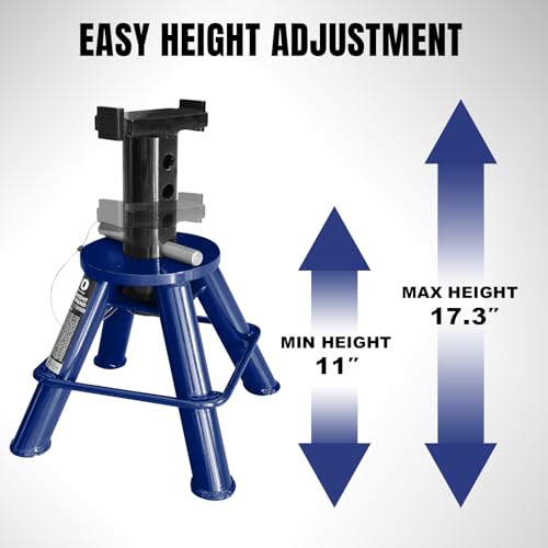 TCE 10 Ton (20,000 lb) Capacity Heavy Duty Steel Jack Stands, Low Profile, 2 Pack, T70070, Blue - style: 10 ton heavy duty