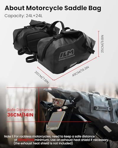 ILM Motorcycle Saddlebags Waterproof Motorbike Side Bags 48L(24L*2) BS3