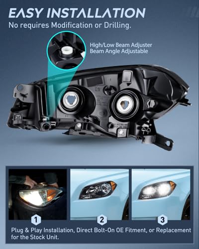 Nilight Headlight Assembly Compatible with 2008-2012 Chevy Malibu - color: Black Housing Amber Reflector, size: 2008-2012 Chevy Malibu