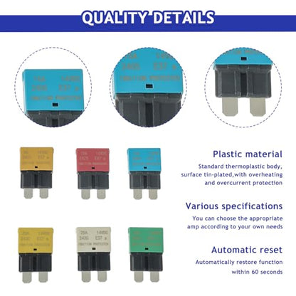 BOJACK Automotive Low Profile ATC ATO Fuse Auto Reset Fuse - style: E37