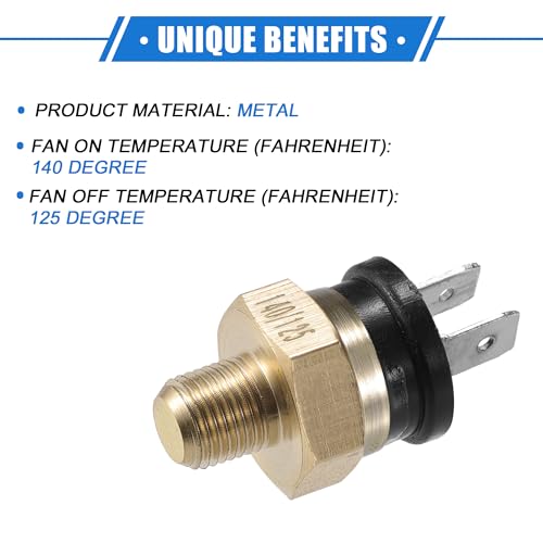 Coolant Hose Thermostat Switch Kit, 4AN 140'F on - 125'F Off Transmission Cooler Sensor Fan Oil Cooler Radiator Electric Switch Fitting Universal for Car Truck Metal Black - size: 140'F on - 125'F