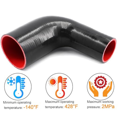 90 Degree ID 2 to 3 inches Elbow Silicone Reducer Coupler Hose 4 Ply Polyester Reinforcement with 2 Steel T Clamps for Intercooler Turbo Intake Pipe - size: 90° 2-3"