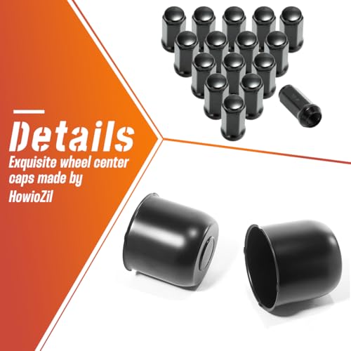2 Pack 4.88" Push Through Trailer Wheel Center Caps & Lug Nuts - color: Matte Black