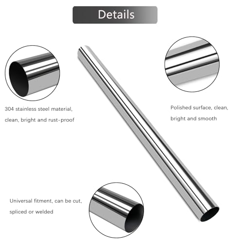 GeilSpace 3 Inch OD 304 Stainless Steel Exhaust Pipe, 54" Length, 2 Pack - size: 3"OD-54"-2PCS