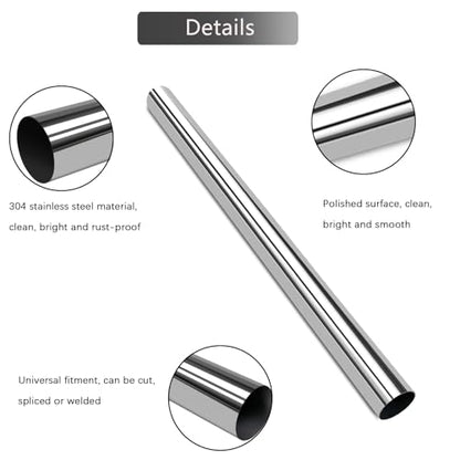 GeilSpace 3 Inch OD 304 Stainless Steel Exhaust Pipe, 54" Length, 2 Pack - size: 3"OD-54"-2PCS