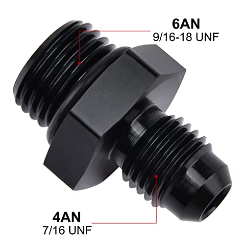 EVIL ENERGY 4AN Flare to AN6 ORB Male O-Ring 2PCS Fitting Adapter - size: 6AN ORB to 4AN